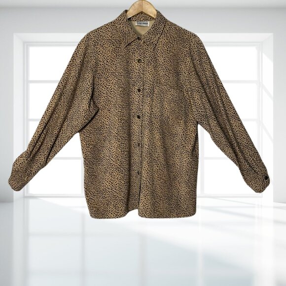 Alfred Dunner Size 14 Long Sleeve Button-Up Blouse Top Animal Print Collared Top - Picture 3 of 11